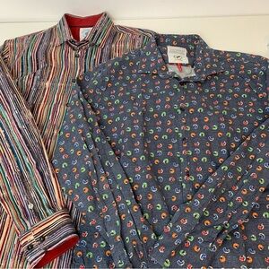 Lot Of 2 A Fish Named Fred Button Shirt Long Sleeves Helmets CDs Music Sz Medium